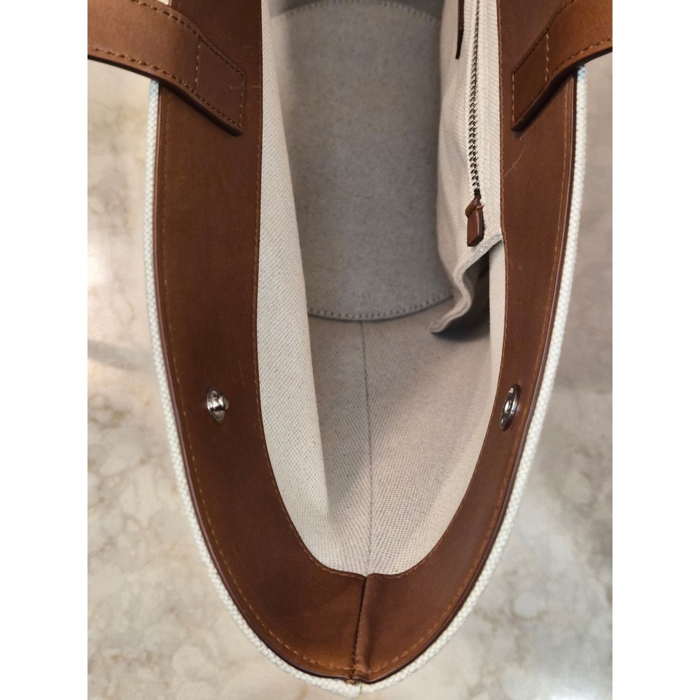 Saint‎ Laurent Rive Gauche Panier Canvas Bucket Tote Bag Brown 735728 FABJN - Picture 10 of 15